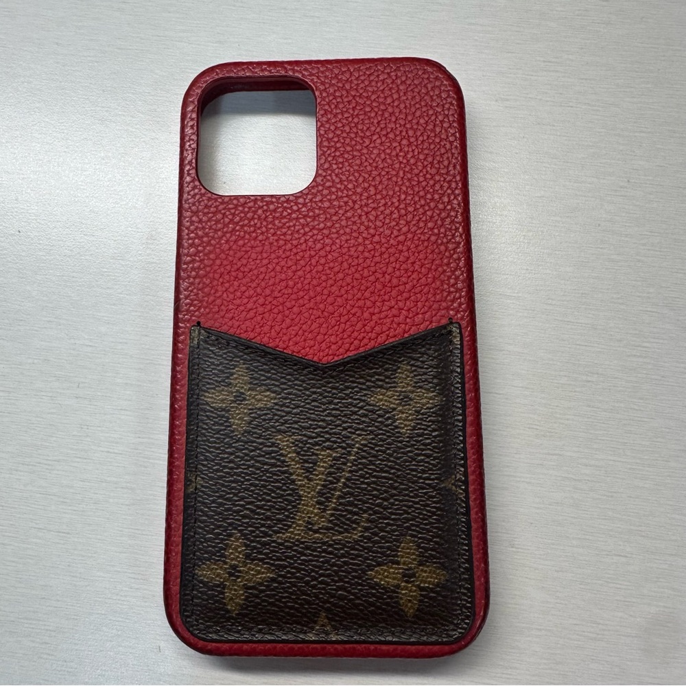 Louis Vuitton Red Leather iPhone Case with Monogram Card Pocket